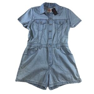 Levi's Lightweight Denim Romper Jumpsuit Women's Size L Blue